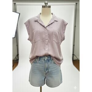 Jachs Girlfriend Polka Dot Sleeveless Blouse - Pink/Lavender (Size L) (B0465)